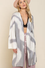 Load image into Gallery viewer, Hand Dip Dye Tie Dye Summer Kimono Cardigan Ivory and Gray by Pol