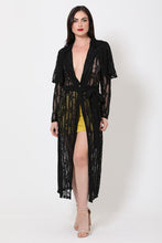 Load image into Gallery viewer, Sexy Long Strech Black Lace Trench Coat Jacket S/M/L