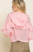 Load image into Gallery viewer, POL Pink Ruffle Hooded Lightweight Jacket from King Kouture Small Medium Large
