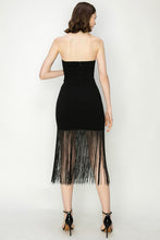 Load image into Gallery viewer, Black Fringe Bodycon Dress by Ina
