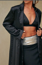 Load image into Gallery viewer, Just In Black Satin Maxi Jacket Blazer
