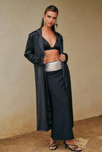 Load image into Gallery viewer, Just In Black Satin Maxi Jacket Blazer
