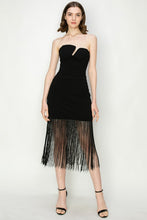 Load image into Gallery viewer, Black Fringe Bodycon Dress by Ina
