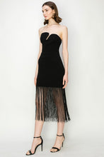 Load image into Gallery viewer, Black Fringe Bodycon Dress by Ina
