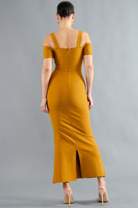 Golden Bodycon Dress @The King Kouture with Cutouts