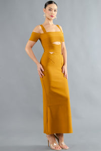 Golden Bodycon Dress @The King Kouture with Cutouts