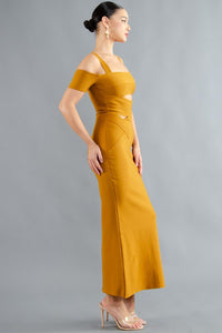 Golden Bodycon Dress @The King Kouture with Cutouts