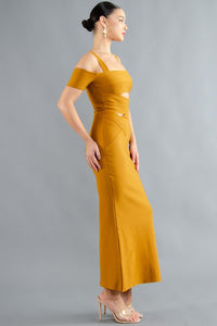 Golden Bodycon Dress @The King Kouture with Cutouts