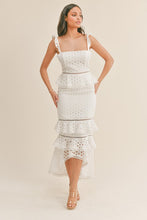 Load image into Gallery viewer, White Eyelet Dress Maxi Dress with High Low Hem Spring/Summer 2023

