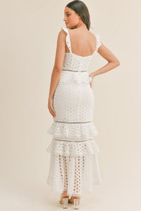 White Eyelet Dress Maxi Dress with High Low Hem Spring/Summer 2023
