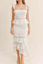 Load image into Gallery viewer, White Eyelet Dress Maxi Dress with High Low Hem Spring/Summer 2023
