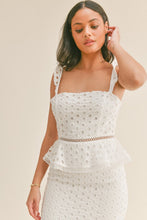 Load image into Gallery viewer, White Eyelet Dress Maxi Dress with High Low Hem Spring/Summer 2023
