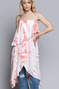 POL Tie Dye Strapless Tunic Dress