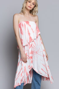 POL Tie Dye Strapless Tunic Dress