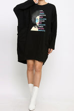 Load image into Gallery viewer, Oversized &quot;I Am&quot; Graphic Dress Black Cotton One Size
