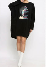 Load image into Gallery viewer, Oversized &quot;I Am&quot; Graphic Dress Black Cotton One Size
