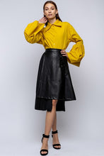 Load image into Gallery viewer, Just in for Fall Asymetrical Pleated Vegan Leather Skirt in Black Comes S M L XL
