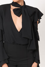 Load image into Gallery viewer, Black Sexy Tuxedo Jumpsuit S/M/L
