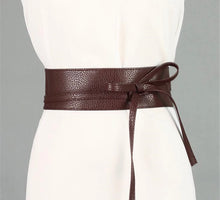 Load image into Gallery viewer, Vegan PU Leather Obi Wrap Belt  Black, Brown, Gold One Size
