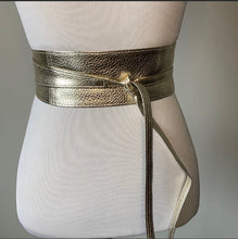 Load image into Gallery viewer, Vegan PU Leather Obi Wrap Belt  Black, Brown, Gold One Size
