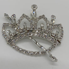 Load image into Gallery viewer, Large King Crown White Rhinestones Pin Brooch
