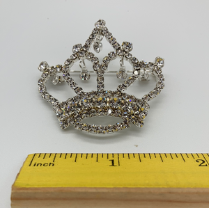 King Crown Pin Brooch White Rhinestones Pin Brooch