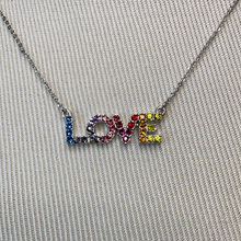 Load image into Gallery viewer, Rainbow Love Necklace Colorful Rhinestones
