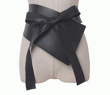 Load image into Gallery viewer, Vegan Leather Asymmetrical Black Obi
