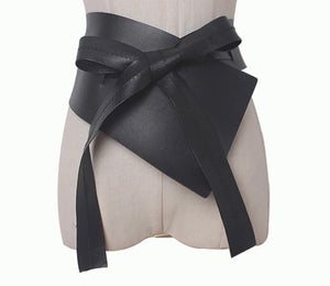 Vegan Leather Asymmetrical Black Obi