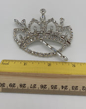 Load image into Gallery viewer, Large King Crown White Rhinestones Pin Brooch
