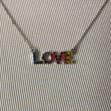 Load image into Gallery viewer, Rainbow Love Necklace Colorful Rhinestones
