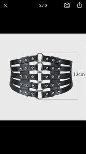 Black Vegan Leather Corset Belt Gold Grommets One Size