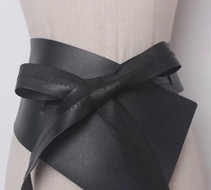 Vegan Leather Asymmetrical Black Obi