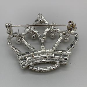 King Crown Pin Brooch White Rhinestones Pin Brooch