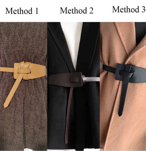 Brown Tan Vegan Leather Adjustable Coat Belt One Size