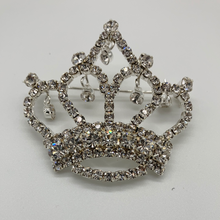 Load image into Gallery viewer, King Crown Pin Brooch White Rhinestones Pin Brooch
