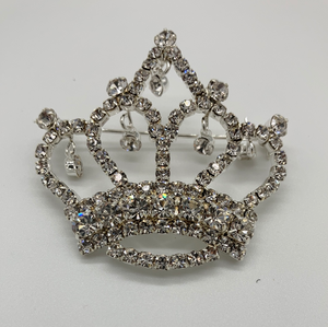 King Crown Pin Brooch White Rhinestones Pin Brooch