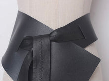 Load image into Gallery viewer, Vegan Leather Asymmetrical Black Obi

