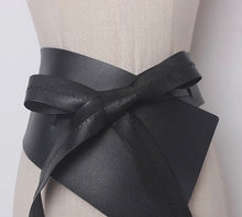 Load image into Gallery viewer, Vegan Leather Asymmetrical Black Obi
