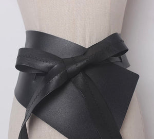 Vegan Leather Asymmetrical Black Obi