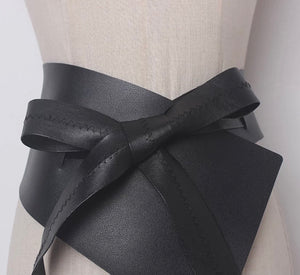 Vegan Leather Asymmetrical Black Obi