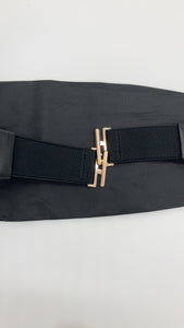 Black Vegan Leather Cummerbund One Size