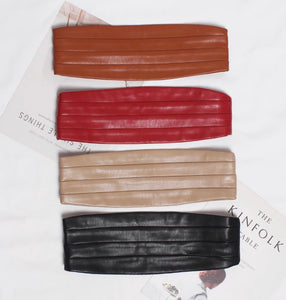 Black Vegan Leather Cummerbund One Size