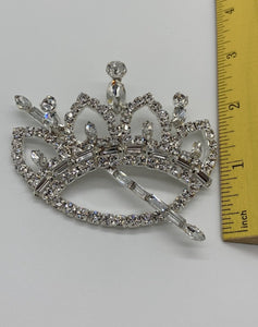 Large King Crown White Rhinestones Pin Brooch