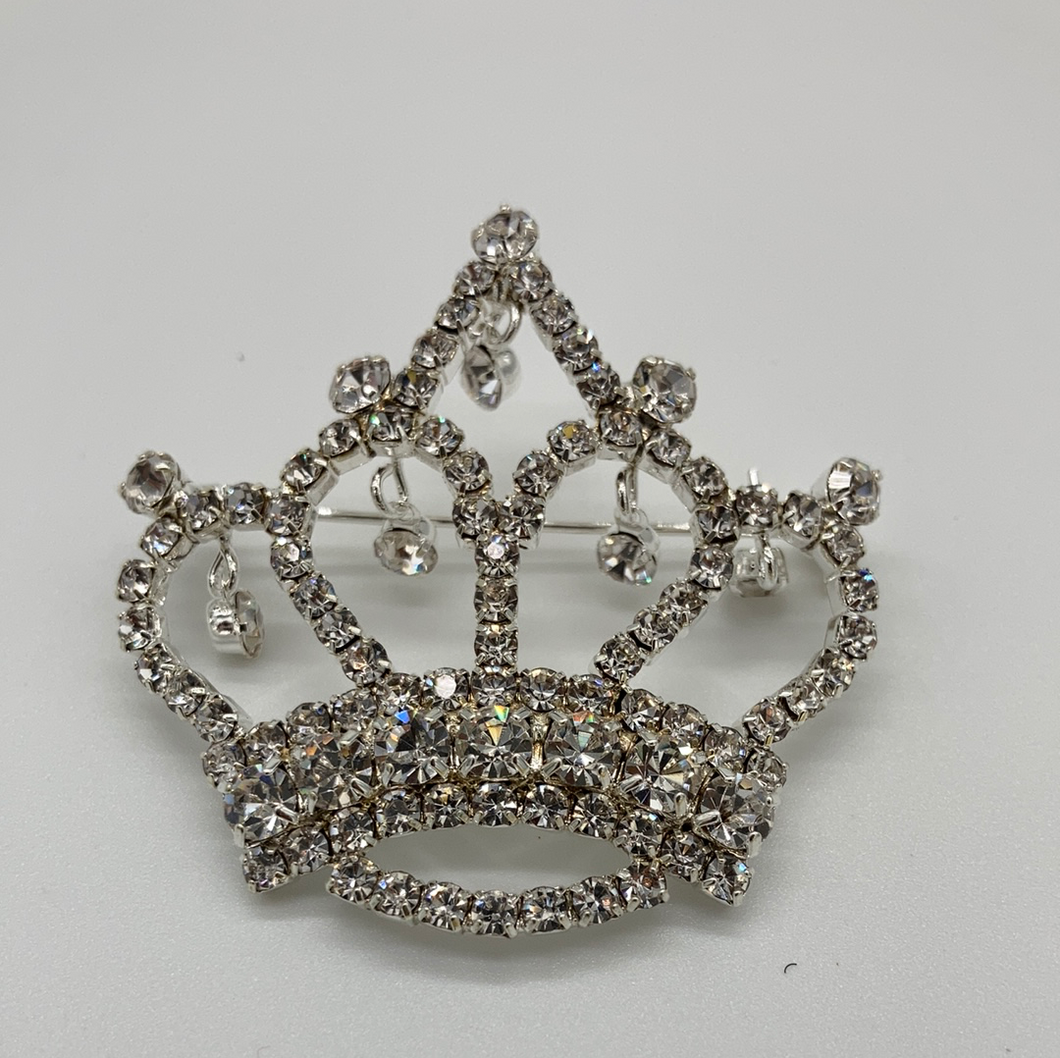King Crown Pin Brooch White Rhinestones Pin Brooch