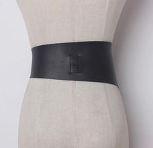 Load image into Gallery viewer, Vegan Leather Asymmetrical Black Obi
