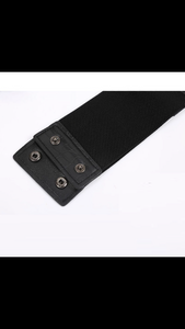 Black Vegan Leather Corset Belt Gold Grommets One Size
