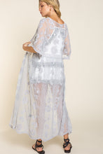 Load image into Gallery viewer, Pol Embroidered Lace Short Bell Sleeve Gray Kimono

