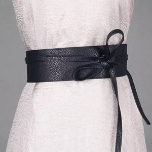 Vegan PU Leather Obi Wrap Belt  Black, Brown, Gold One Size