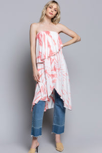 POL Tie Dye Strapless Tunic Dress
